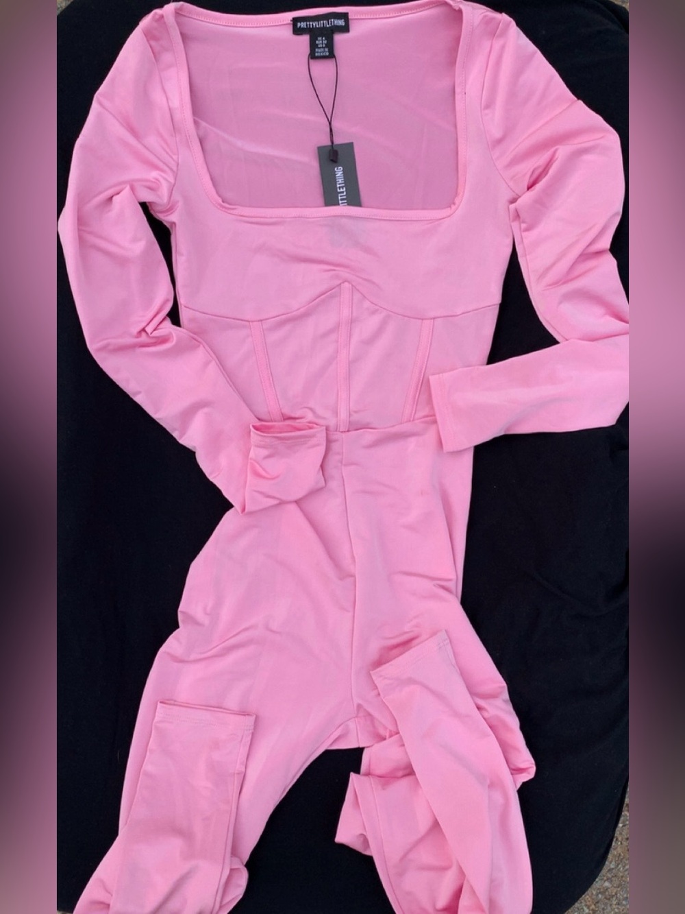 PrettyLittleThing Baby Pink Corset Detail Jumpsuit US 0 NWT
